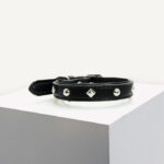 Black Geometric Vegan Leather Dog Collar