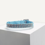 Blue Diamante Vegan Leather Cat Collar