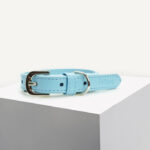 Blue Vegan Leather Dog Collar