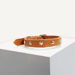 Tan Geometric Vegan Leather Dog Collar