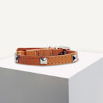 Tan Square Stud Vegan Leather Cat Collar