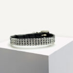 Black Diamante Vegan Leather Cat Collar