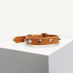 Tan Spike Vegan Leather Dog Collar